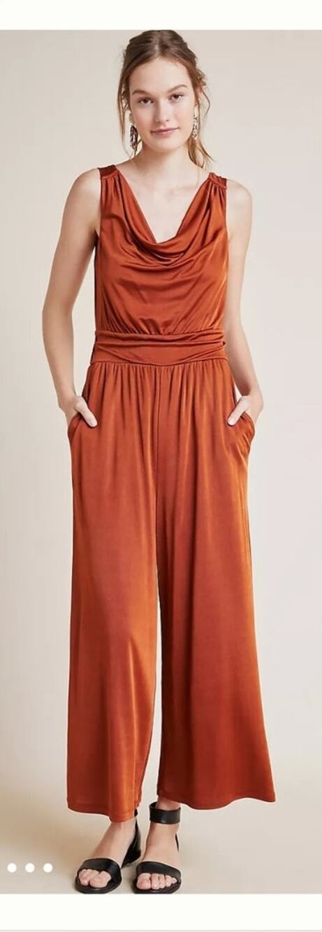 NWOT Anthropologie Maeve XL Enchantment Sleeveless Jumpsuit Copper Burnt Rust
